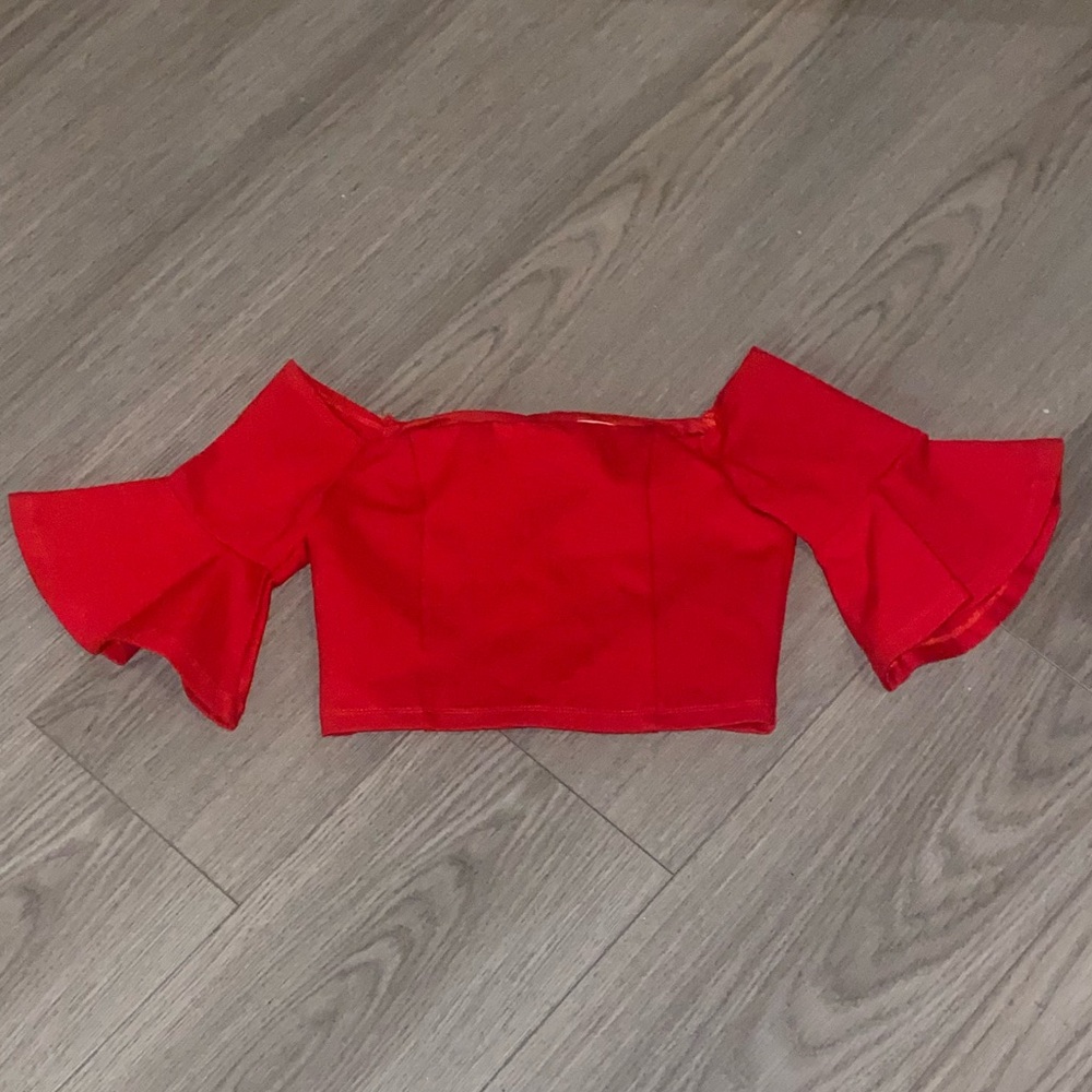 Chic Red Off-Shoulder Crop Top